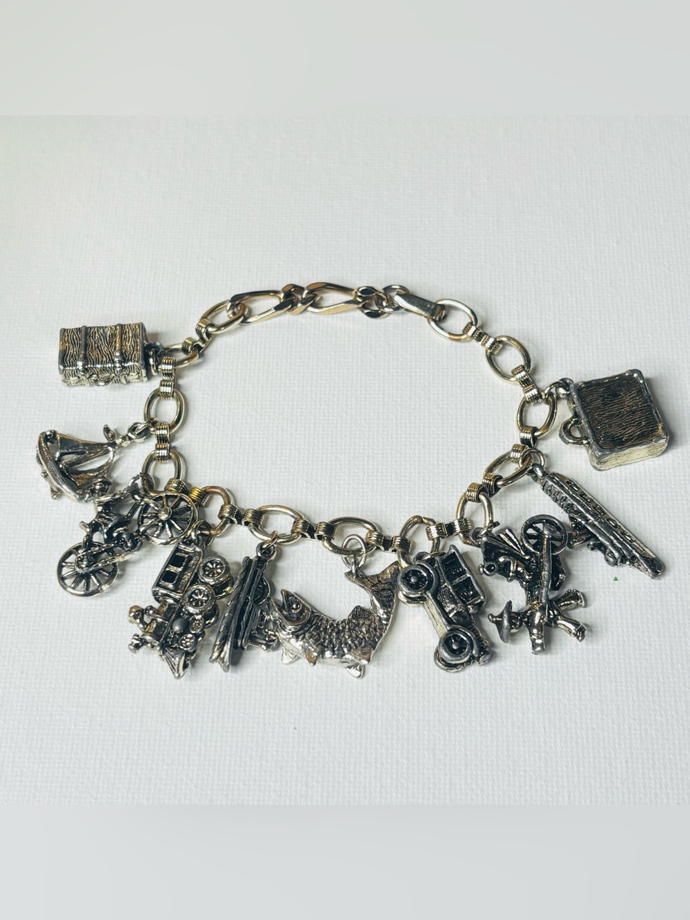 Vintage MCM Silver-Tone Travel Charm Bracelet